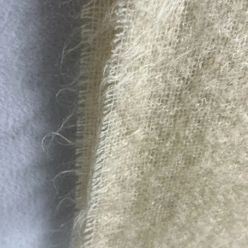 Unbranded Luxurious Rectangle Thin Open Knit Soft Mohair Fringe Scarf 68